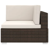 NNEVL Sectional Corner Chair 1 pc with Cushions Poly Rattan Brown