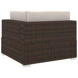 NNEVL Sectional Corner Chair 1 pc with Cushions Poly Rattan Brown