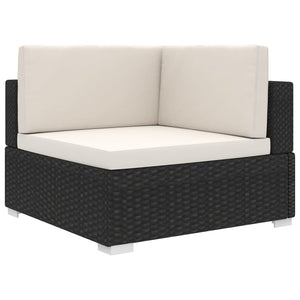 NNEVL Sectional Corner Chair 1 pc with Cushions Poly Rattan Black