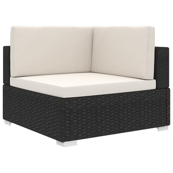 NNEVL Sectional Corner Chair 1 pc with Cushions Poly Rattan Black