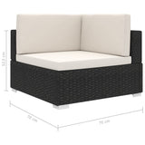 NNEVL Sectional Corner Chair 1 pc with Cushions Poly Rattan Black