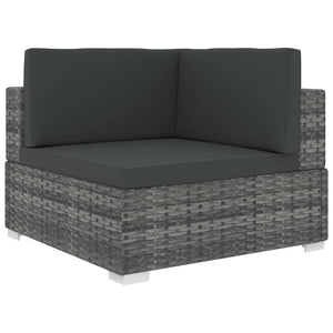 NNEVL Sectional Corner Chair 1 pc with Cushions Poly Rattan Grey