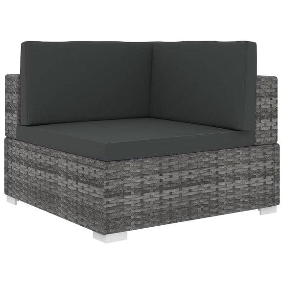 NNEVL Sectional Corner Chair 1 pc with Cushions Poly Rattan Grey