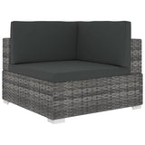 NNEVL Sectional Corner Chair 1 pc with Cushions Poly Rattan Grey