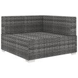 NNEVL Sectional Corner Chair 1 pc with Cushions Poly Rattan Grey