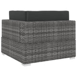 NNEVL Sectional Corner Chair 1 pc with Cushions Poly Rattan Grey