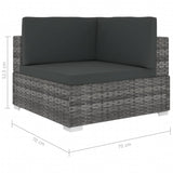 NNEVL Sectional Corner Chair 1 pc with Cushions Poly Rattan Grey