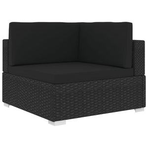 NNEVL Sectional Corner Chair 1 pc with Cushions Poly Rattan Black