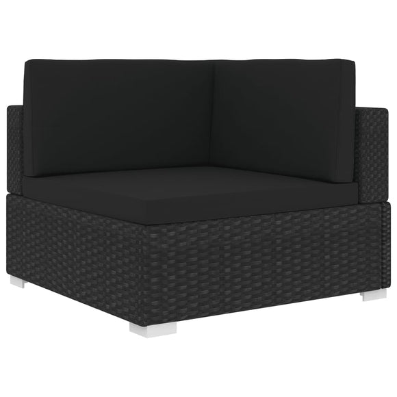 NNEVL Sectional Corner Chair 1 pc with Cushions Poly Rattan Black