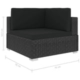 NNEVL Sectional Corner Chair 1 pc with Cushions Poly Rattan Black