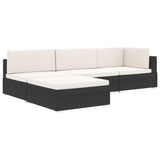 NNEVL Sectional Footrest 1 pc with Cushion Poly Rattan Black