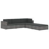 NNEVL Sectional Footrest 1 pc with Cushion Poly Rattan Black
