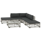 NNEVL 6 Piece Garden Lounge Set with Cushions Poly Rattan Grey