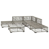 NNEVL 6 Piece Garden Lounge Set with Cushions Poly Rattan Grey