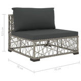 NNEVL 6 Piece Garden Lounge Set with Cushions Poly Rattan Grey