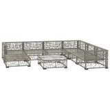 NNEVL 8 Piece Garden Lounge Set with Cushions Poly Rattan Grey