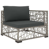 NNEVL 8 Piece Garden Lounge Set with Cushions Poly Rattan Grey