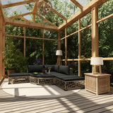 NNEVL 6 Piece Garden Lounge Set with Cushions Poly Rattan Grey