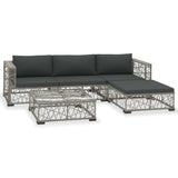 NNEVL 5 Piece Garden Lounge Set with Cushions Poly Rattan Grey