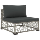 NNEVL 5 Piece Garden Lounge Set with Cushions Poly Rattan Grey