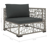 NNEVL 5 Piece Garden Lounge Set with Cushions Poly Rattan Grey