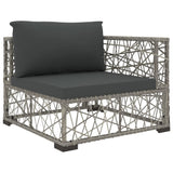 NNEVL 6 Piece Garden Lounge Set with Cushions Poly Rattan Grey