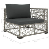NNEVL 6 Piece Garden Lounge Set with Cushions Poly Rattan Grey