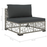 NNEVL 6 Piece Garden Lounge Set with Cushions Poly Rattan Grey