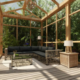 NNEVL 6 Piece Garden Lounge Set with Cushions Poly Rattan Grey