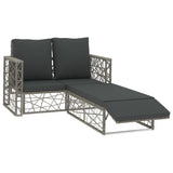 NNEVL 2 Piece Garden Lounge Set with Cushions Poly Rattan Grey
