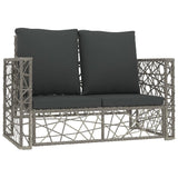 NNEVL 2 Piece Garden Lounge Set with Cushions Poly Rattan Grey