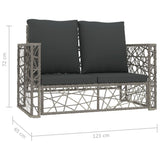 NNEVL 2 Piece Garden Lounge Set with Cushions Poly Rattan Grey