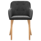 NNEVL Dining Chairs 4 pcs Dark Grey Fabric and Solid Oak Wood
