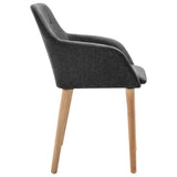 NNEVL Dining Chairs 4 pcs Dark Grey Fabric and Solid Oak Wood