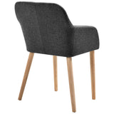 NNEVL Dining Chairs 4 pcs Dark Grey Fabric and Solid Oak Wood