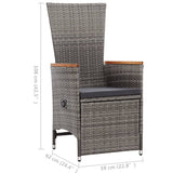 NNEVL Reclining Garden Chairs 2 pcs with Cushions Poly Rattan Grey