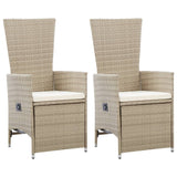 NNEVL Reclining Garden Chairs 2 pcs with Cushions Poly Rattan Beige