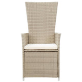 NNEVL Reclining Garden Chairs 2 pcs with Cushions Poly Rattan Beige