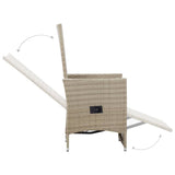 NNEVL Reclining Garden Chairs 2 pcs with Cushions Poly Rattan Beige