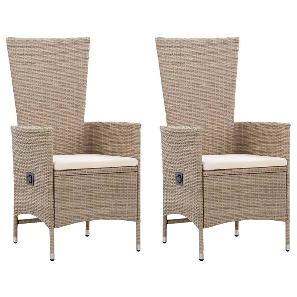 NNEVL Outdoor Chairs 2 pcs with Cushions Poly Rattan Beige