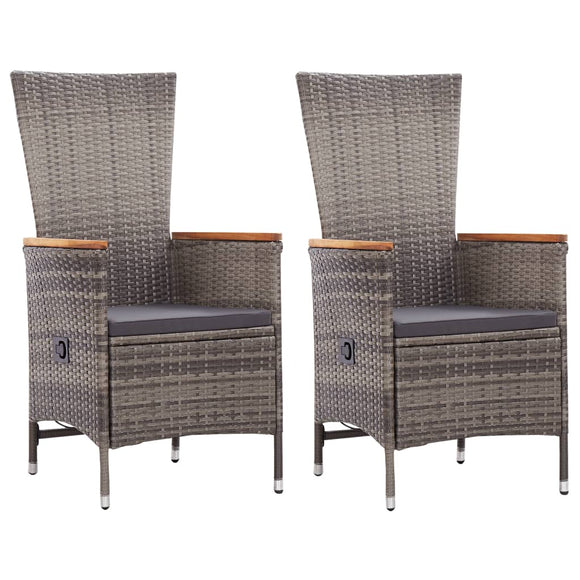 NNEVL Outdoor Chairs 2 pcs with Cushions Poly Rattan Grey