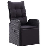 NNEVL Reclining Garden Chair with Cushion Poly Rattan Black