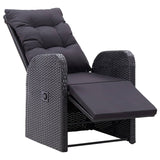 NNEVL Reclining Garden Chair with Cushion Poly Rattan Black