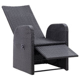 NNEVL Reclining Garden Chair with Cushion Poly Rattan Black