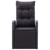 NNEVL Reclining Garden Chair with Cushion Poly Rattan Black