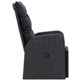 NNEVL Reclining Garden Chair with Cushion Poly Rattan Black