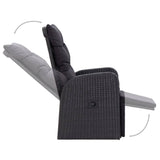 NNEVL Reclining Garden Chair with Cushion Poly Rattan Black