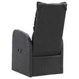 NNEVL Reclining Garden Chair with Cushion Poly Rattan Black