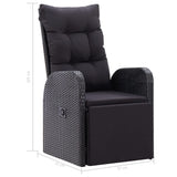 NNEVL Reclining Garden Chair with Cushion Poly Rattan Black