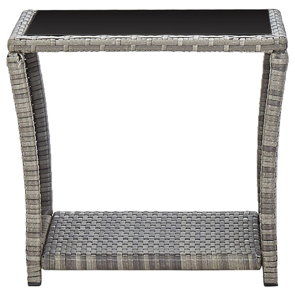 NNEVL Coffee Table Grey 45x45x40 cm Poly Rattan and Glass